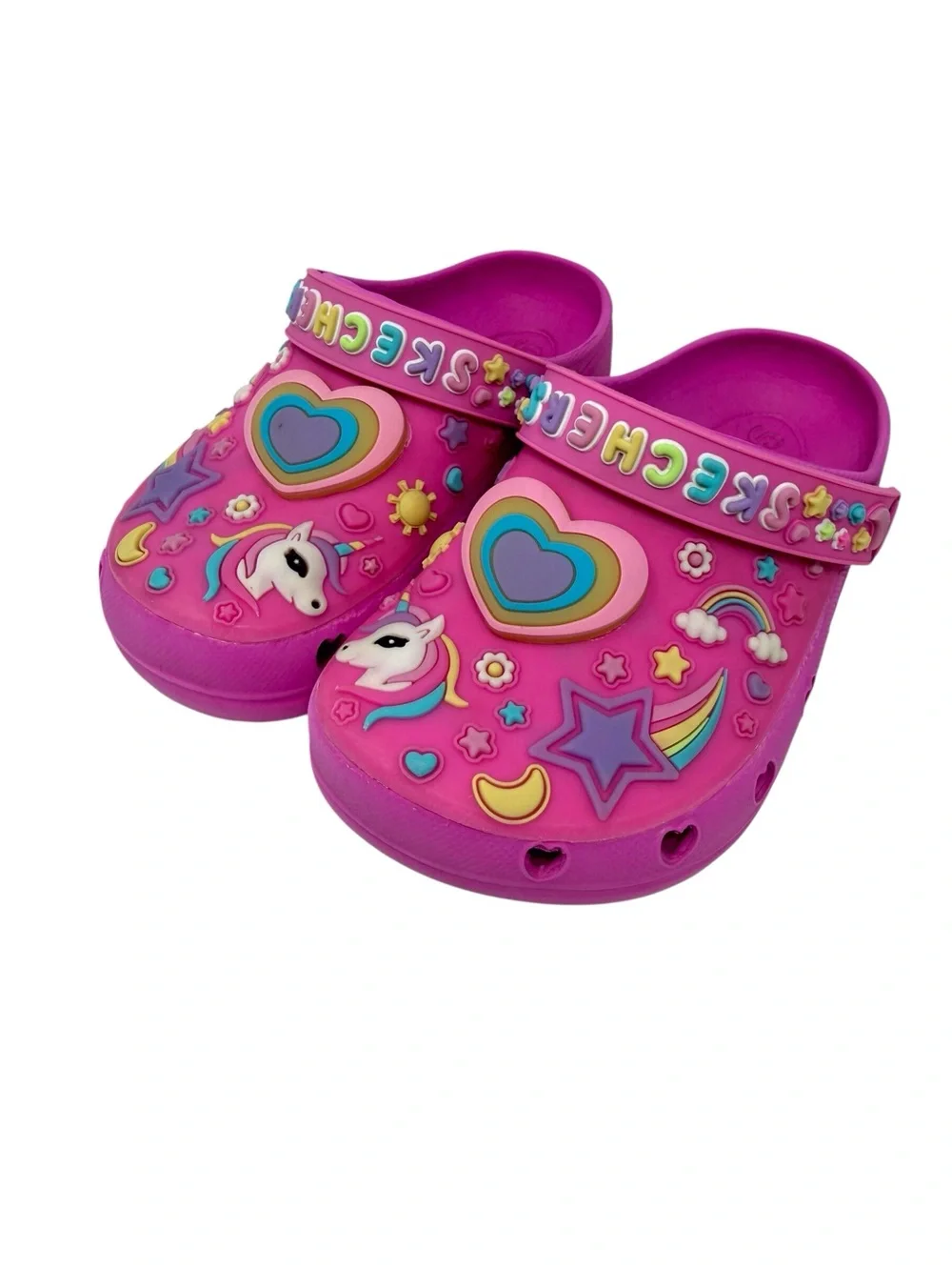 Skechers Pink Unicorn Rainbow Light Up clog style Play Shoes Girls Size 9/10